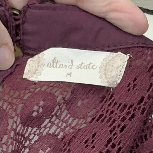 Altar’d State Women’s Burgundy Lace Sleeveless Dress with Button Back - Size M - Picture 6 of 10